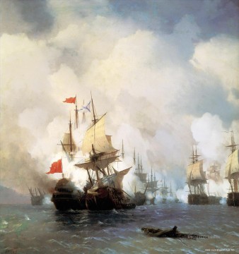 battle Painting - aivazovskiy battle in hiosskiy strait 1848